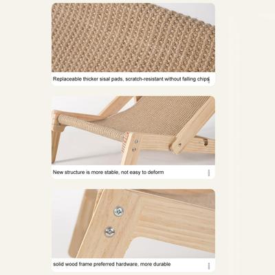 Sillón de Madera Maciza Sisal Cama Rascador Ajustable para Gatos Herramientas para Afilar Garras Suministros para Mascotas Para Gatitos Pequeños y Medianos