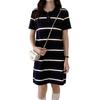 Women's Spring-Summer Striped Cotton Polo Dress - Color Block, Short Sleeve, Knit T-shirt.