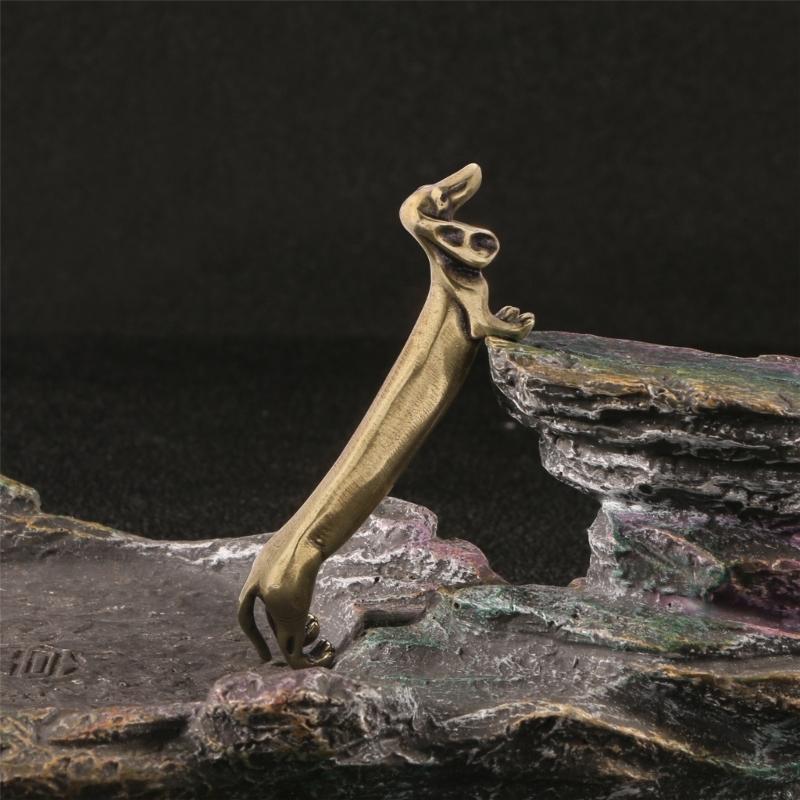 Corrosions Resistant Solid Brasses Dachshund Figurine Antique Finish Decoration Sculpture For Home Office Desktop Decors