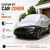 For BMW X4 Fit Full Car Cover Silver-Coated Oxford Fabric Side Zipper Access UV Protection Outdoor Parking