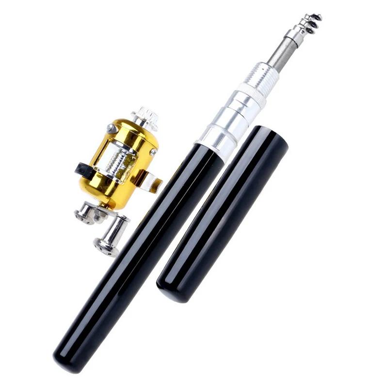 

Pocket Ice Fishing Rod & Reel Combo set Pen Shape Telescopic Portable Complete Kit for River Lake Winter Fishing Outdoors 260319 1m чорний