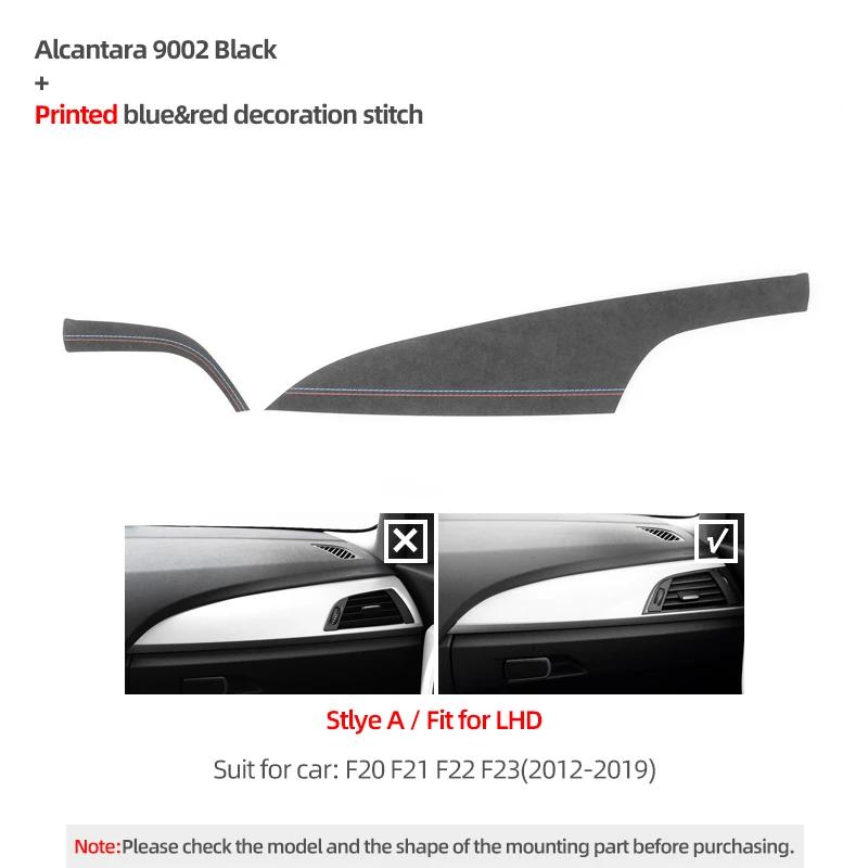 

For BMW F20 F21 F22 F23 Made of Alcantara Car Interior Dashboard Panel trument Trim Cover M Performance Sticker Accessories 9002 Black A LHD