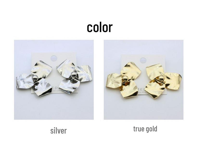 Blütenblatt-Textur Blumen S925 Silbernadel Hängeohrringe, Echtgoldplattiert, Übertriebenes Design, Grenzüberschreitender Luxus.