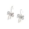 1011 New Trend Bow Pearl Tassel Ear Hook Niche Design Sweet Wind Earrings Gentle Temperament Earrings