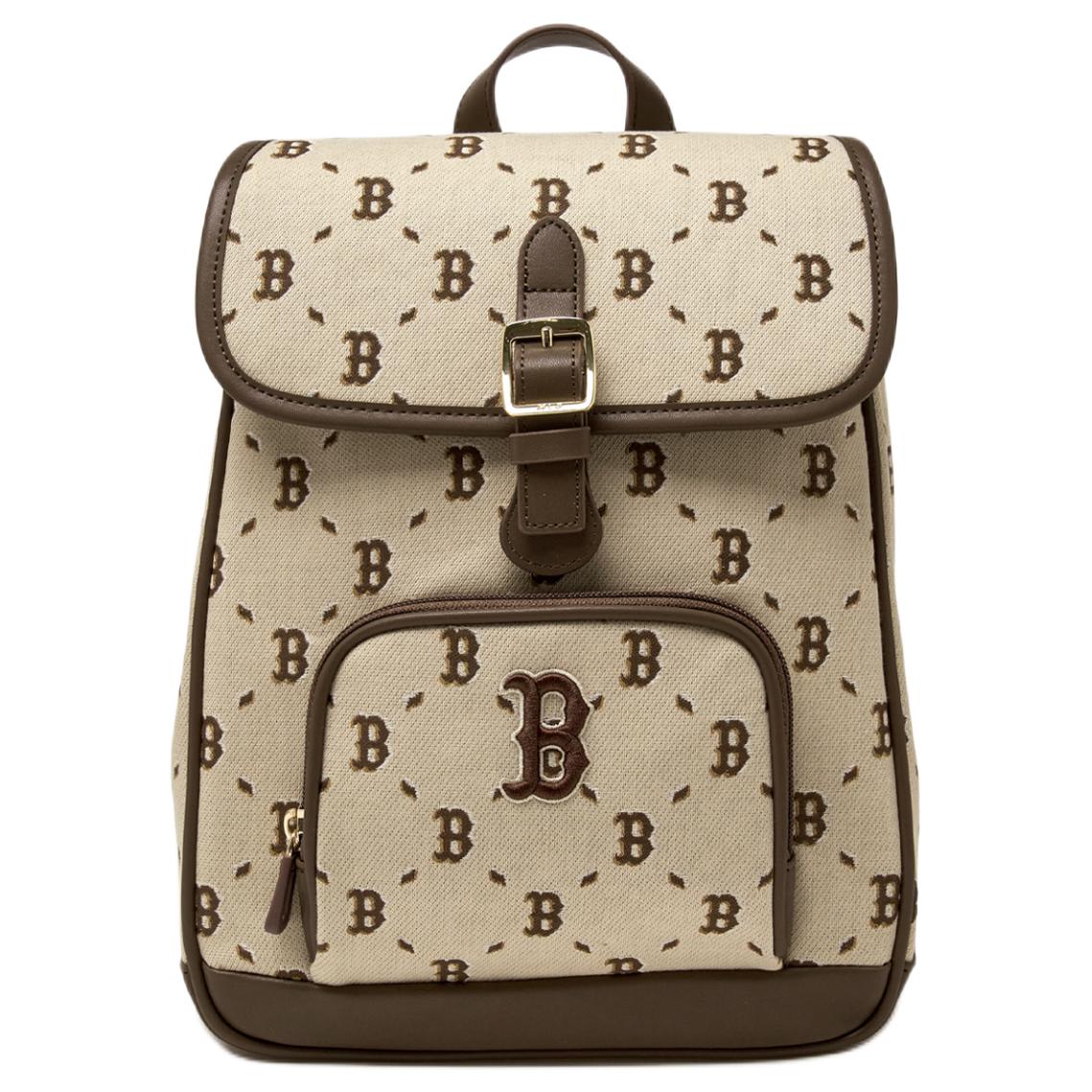 MLB 25FW Diamond Old Flower Casual Polyester Backpack Women backpack Khaki 7ABKMD65N-43BRS Basic Set (Bag)