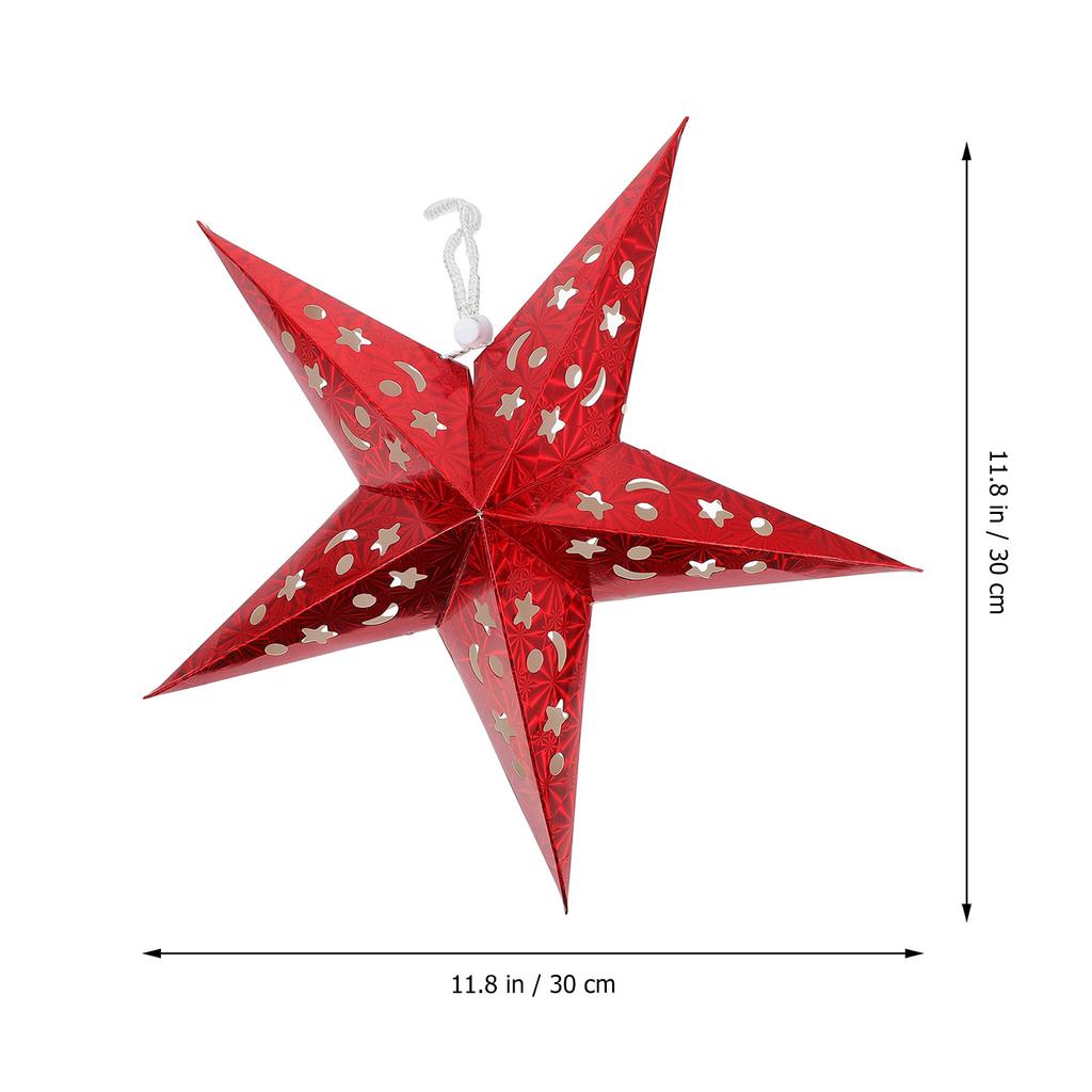 4Pcs Paper Star Light Shade 3D Five-Pointed Lantern Perfect Christmas Tree Topper for Indoor Holiday Decoration