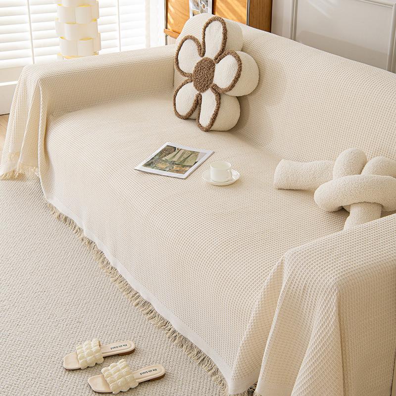 Ręcznik na sofę z pełnym pokryciem w kolorze Ins Cream Wind z bawełnianej przędzy Koc kempingowy Pokrowiec na poduszkę sofy Uniwersalny na cały sezon Wszystko w cenie