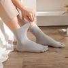Solid Color Five Finger Socks Split-toed Five Toe Mid Tube Socks Sweat-absorbing   Running