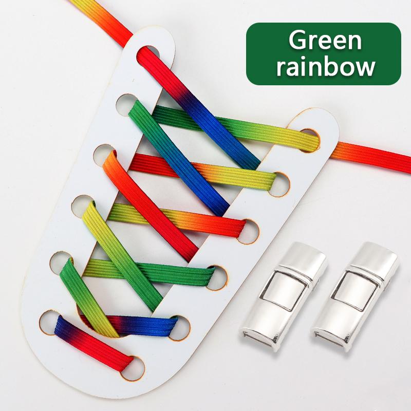 Rainbow Elastic Shoelaces Sneakers Press Lock Shoe Laces Without Ties Kids Adult Flats No Tie Laces Glitter Shoes Accessories