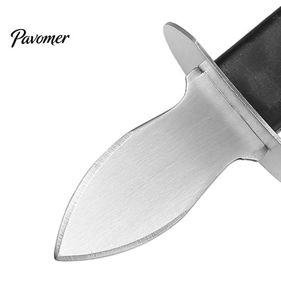Non Slip Shellfish Shucker Oyster Cutter with Clamp, Stainless Steel Blade And Ergonomic Kitchen Tool for Hard Shells Wood Base Design, Non-slip