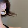 Elegant Two-Piece Metallic Acrylic Oval Stud Earrings and Necklace Set