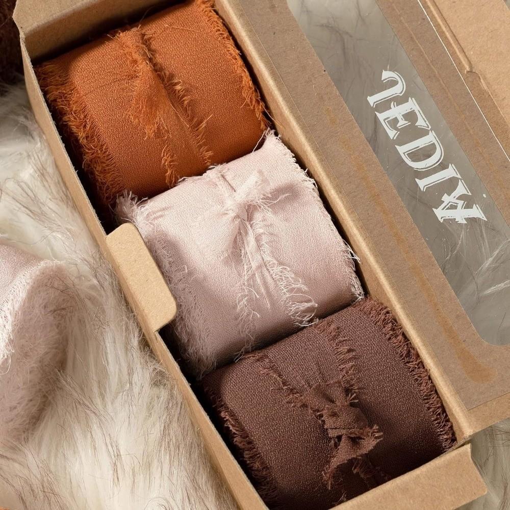 3 Rolls 5m Fringe Chiffon Silk Ribbon Handmade Hairy Chiffon Ribbon Chiffon Ribbon  Bridal Bouquets