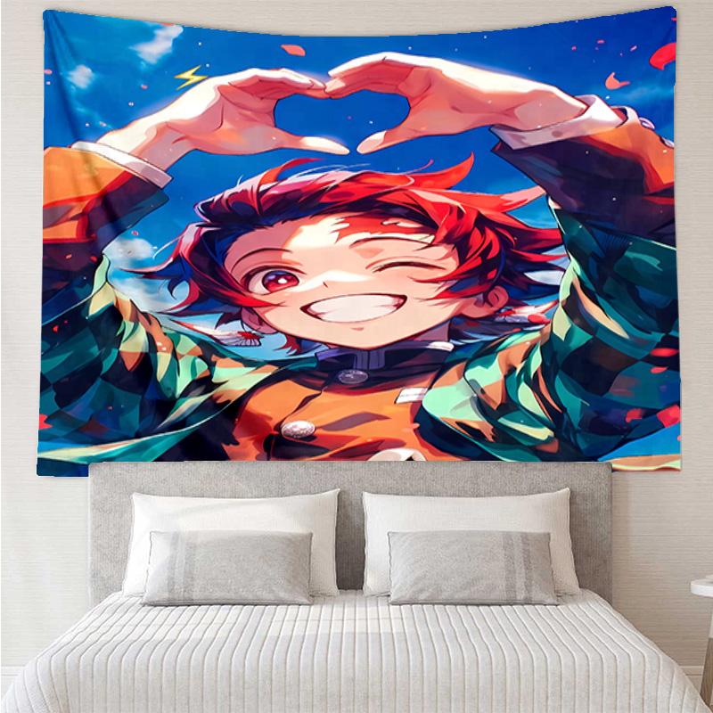 Demon Slayer Tanjiro Kamado Tapestry for Bedroom Aesthetic Classroom Tapestries Wall Hanging for Living Room Dorm Office,Ideal Creative Gift