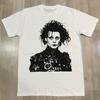 Scissors Hands Small Group Portrait Print Shortsleeved Trendy Vintage American Retro High Street Casual Unisexs Tshirt