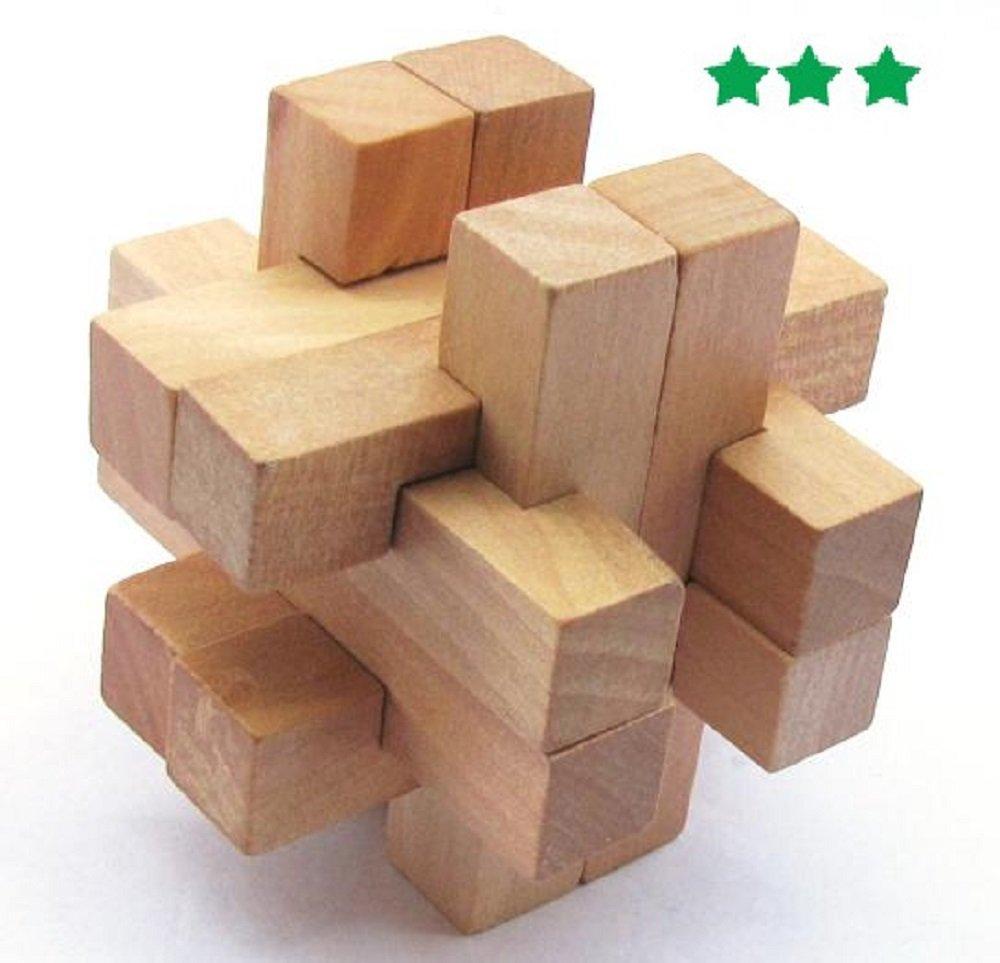 3D Konfucius Puzzle Sada 9 typů 3D intelektuální hračka pro dospělé strategická mapa v ceně přírodní dřevo obtížnost [Mythology Plaza] (Návod k použití)