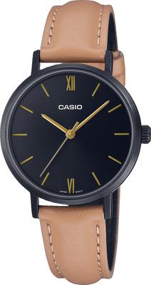 Minimal Black IP Black Dial Leather Band 3 Hand Analog Watch LTP-VT02BL-1A Women's