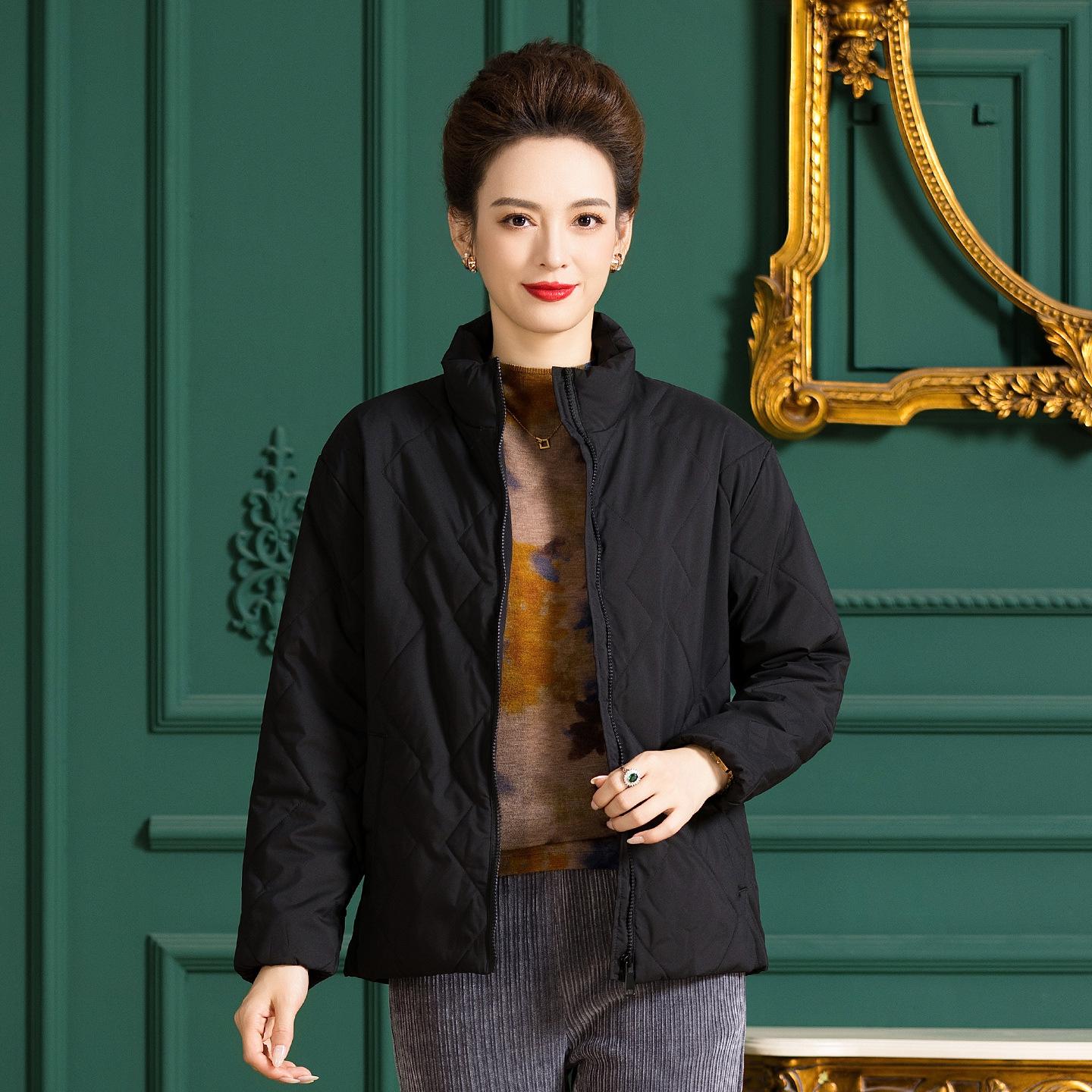 

Mulberry Silk-Filled Women s Zipper Coat - Stand Collar, Versatile Warmth for Autumn/Winter (AYD02) Large (131-150 jin) чёрный