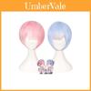 Premium Women Short Ram Rem Cosplay Wig With Stylish Adornment And Heat Resistant Synthetic Bob Hair