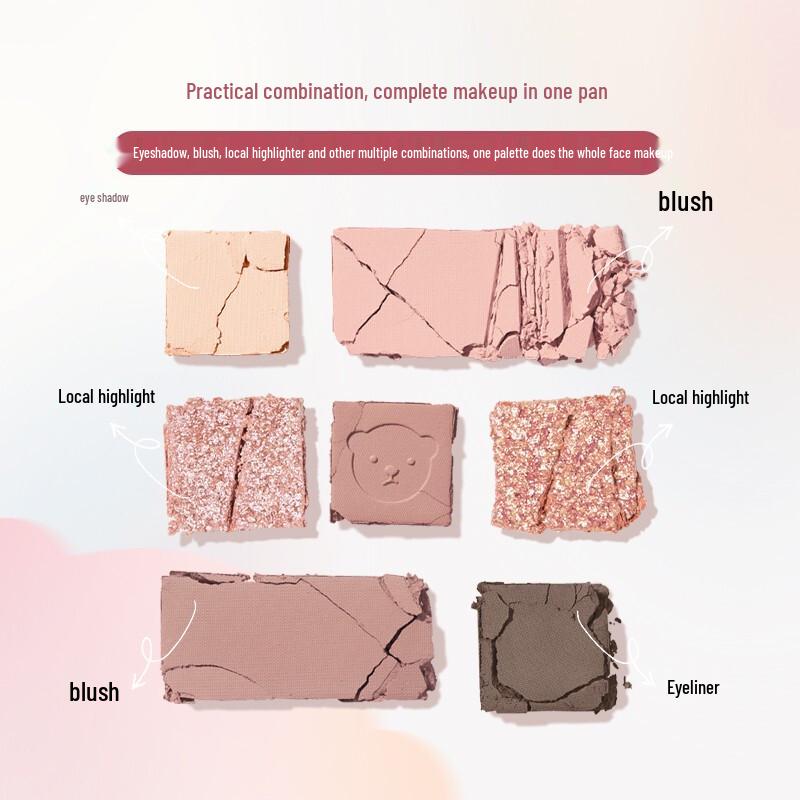 Pink Bear 7-Color Eyeshadow & Comprehensive Eye Palette