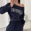 New Arrivals OPen Run Women One Shoulder CroPPed SweaTshirT And Wide bAnding T P