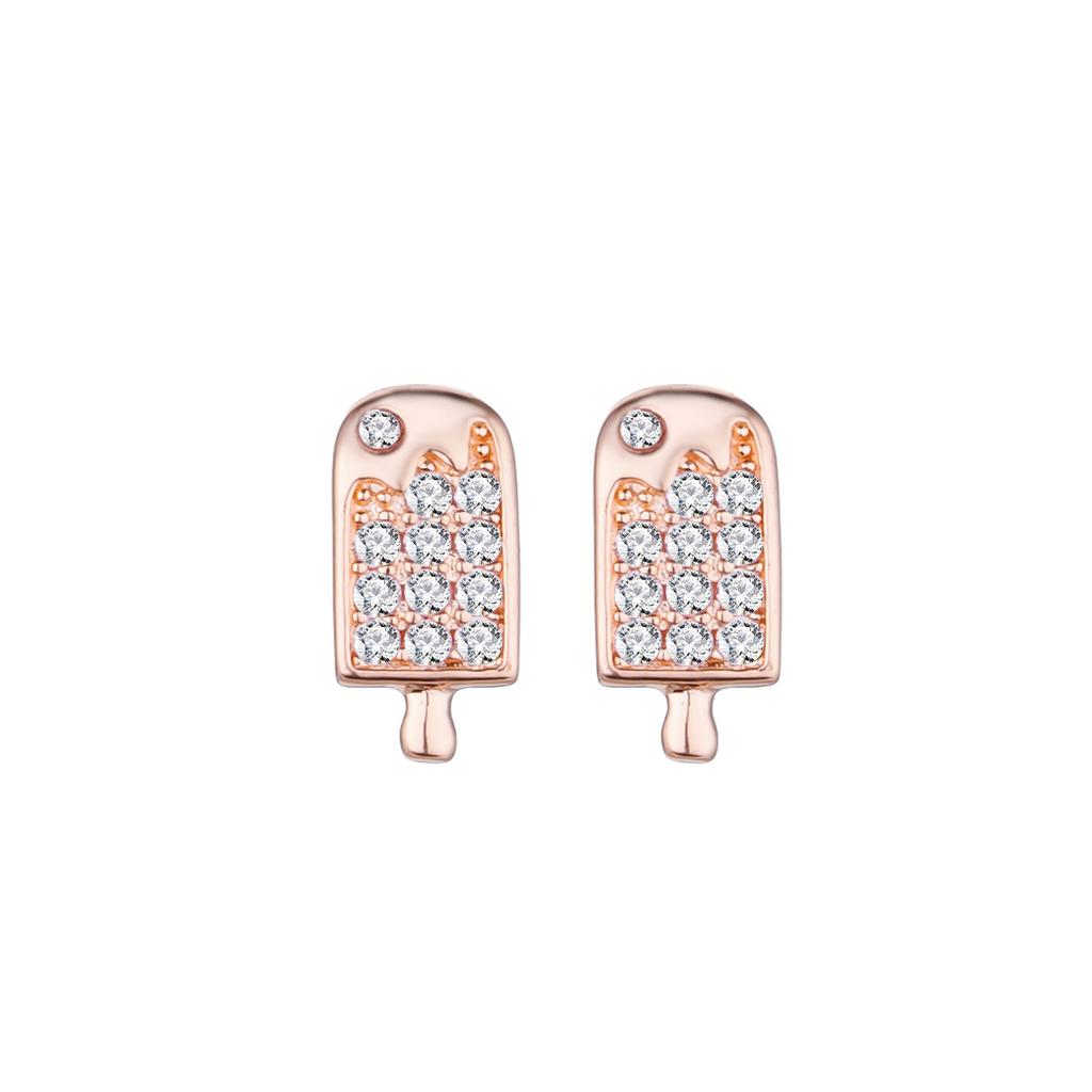 S925 Sterling Silver Ice Cream Stud Earrings Fun Wind Pink Ice Cream Earrings Summer Simple Small Popsicle Earrings