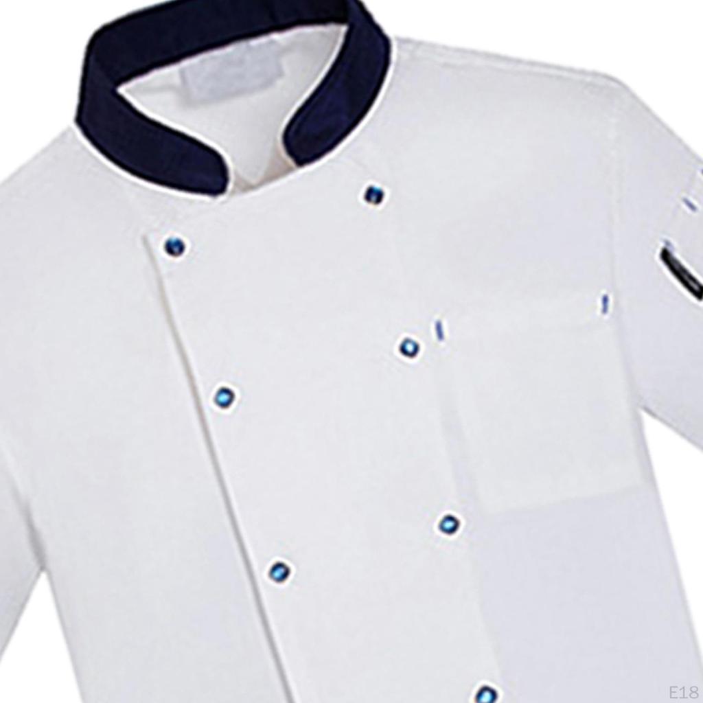 Men Women Uniform Short Sleeve Cooking Clothes Breathable Work Wear Chef Coat Jacket for Kitchen,