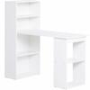 Desk Office Table Computer Desk, 2 Shelves, 5 Shelf Boards, 120 cm x 55 cm x 120 cm, White