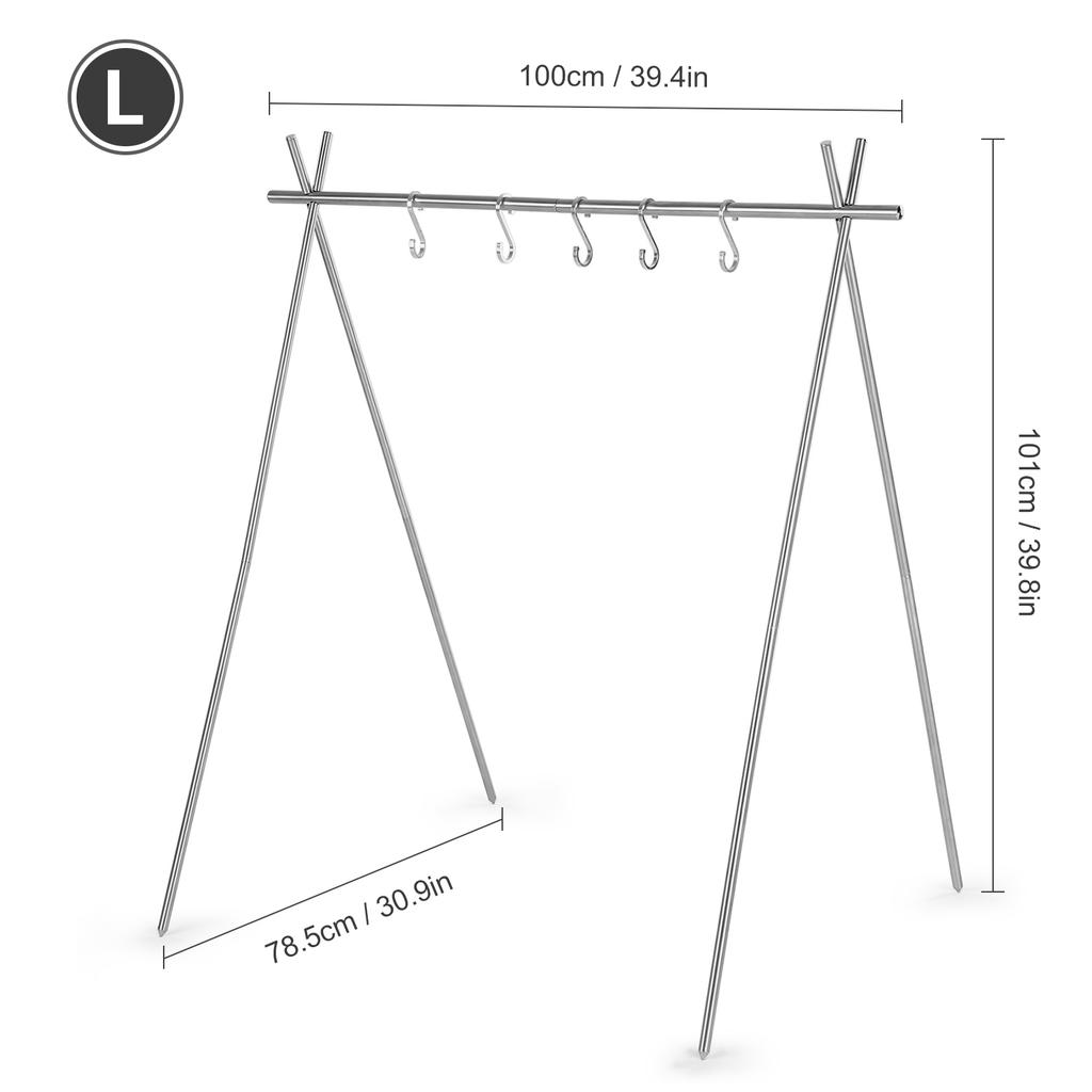 Portable Collapsible Stainless Steel Camping Hanging Rack for Pot Clothes Hanger