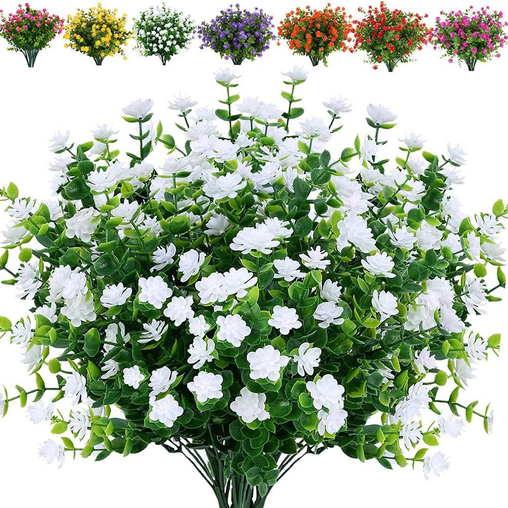 Faux Plants Artificial Flowers Garden Setting As Shown 12 Bundles Lifelike Aesthetic Low Maintenance Odorless Plastic For Home
