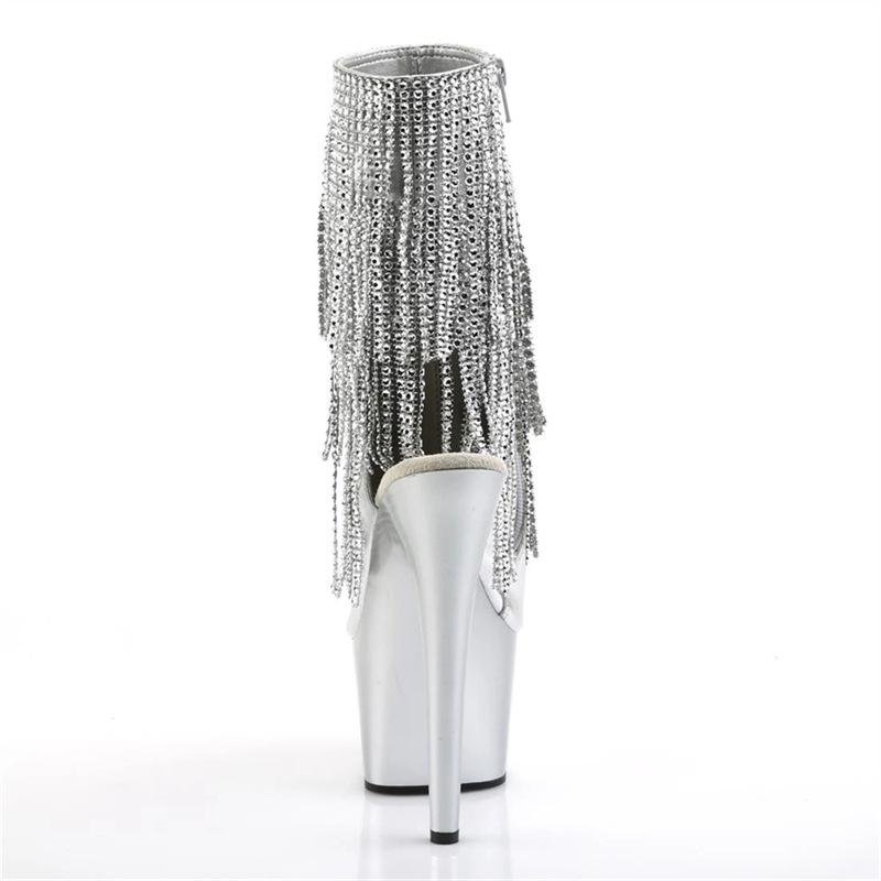 2025 new shoes side zipper thin heel round head boots, transparent upper