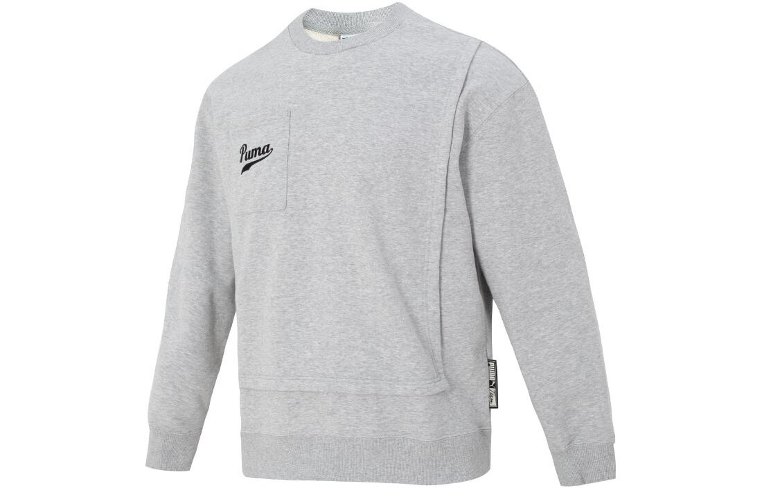 PUMA Sweatshirts Women s Gray Crew Neck Moderate Regular 536784-04 M