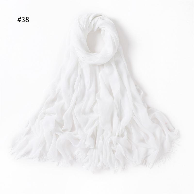 % Rayon Pleated Solid Color Human Cotton Two-end Beard Bag Headscarf Female, New Breathable Soft Scarf