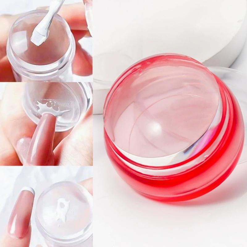Silicone Nail Stamper Scraper Templates With Cap Clear Jelly Silicone Head Nail Stamp Scraper Stamping Polish Print Diy
