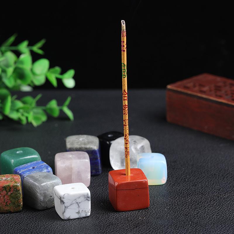 

Natural White Crystal Cube Incense Holder - Raw Stone Aromatherapy Ornament Opal