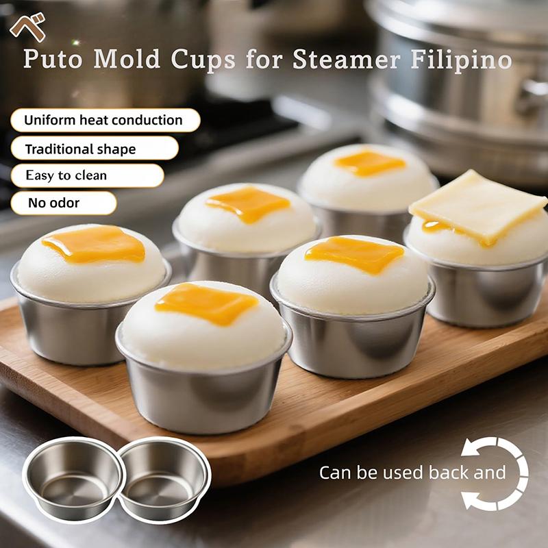 10Pcs Puto Cake Mold Aluminum Alloy Egg Tart Cup Cupcake Kitchen Baking Mold Mini Round Baking Oven Pan Pastry Dessert Mould