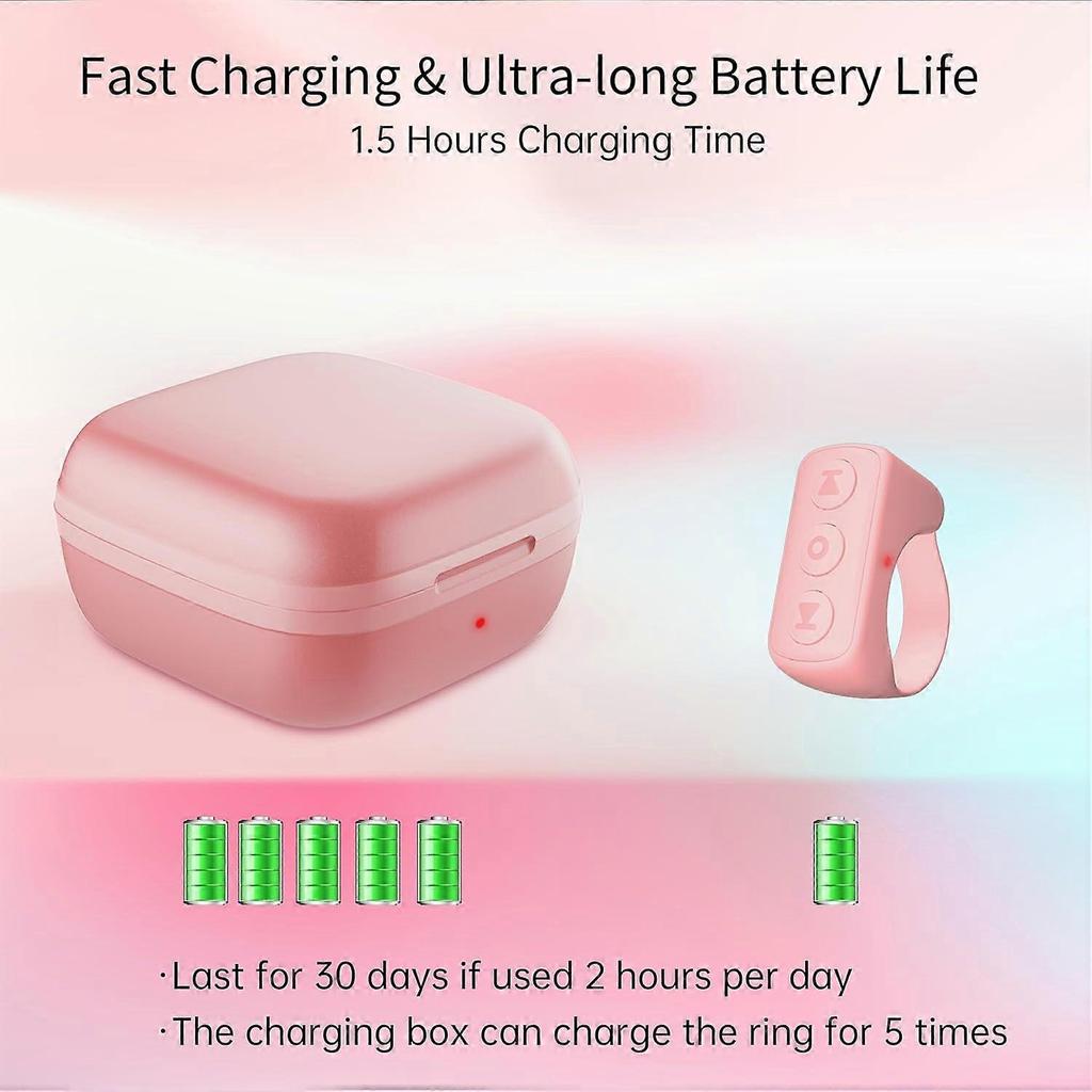 Scrolling Ring, Bluetooth Page Turner for iPad, Kindle, iPhone, Android, Finger Scroller - Pink Color