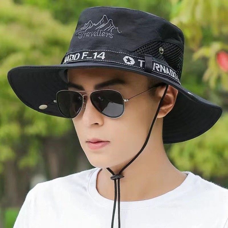 

Sun Hat Sun Hat Fishing Hat Outdoor Alpine Cap Men Hat Summer Big Brim Summer Sun-Proof Bucket Hat Black One size
