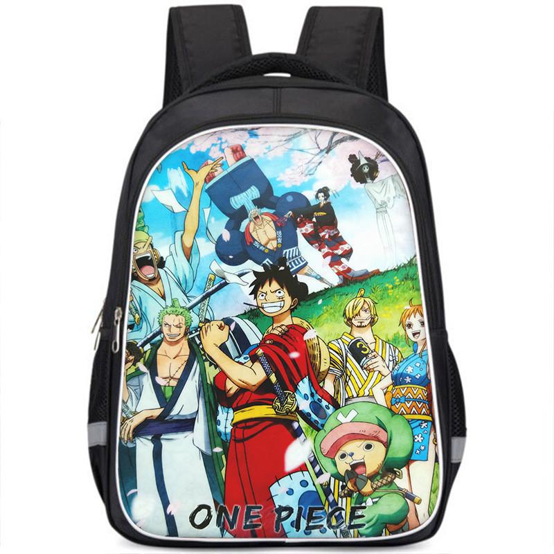 One Piece Luffy Backpack For Kids School Bag Durable Nylon Cartoon Design