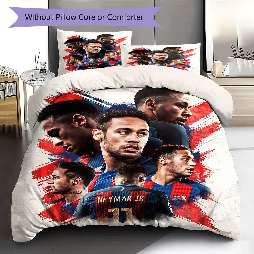Neymar Muster Bettwäsche Heimdekoration Geburtstagsgeschenk (1 Bettbezug + 2 Kissenbezüge, ohne Füllung),Fanartikel.