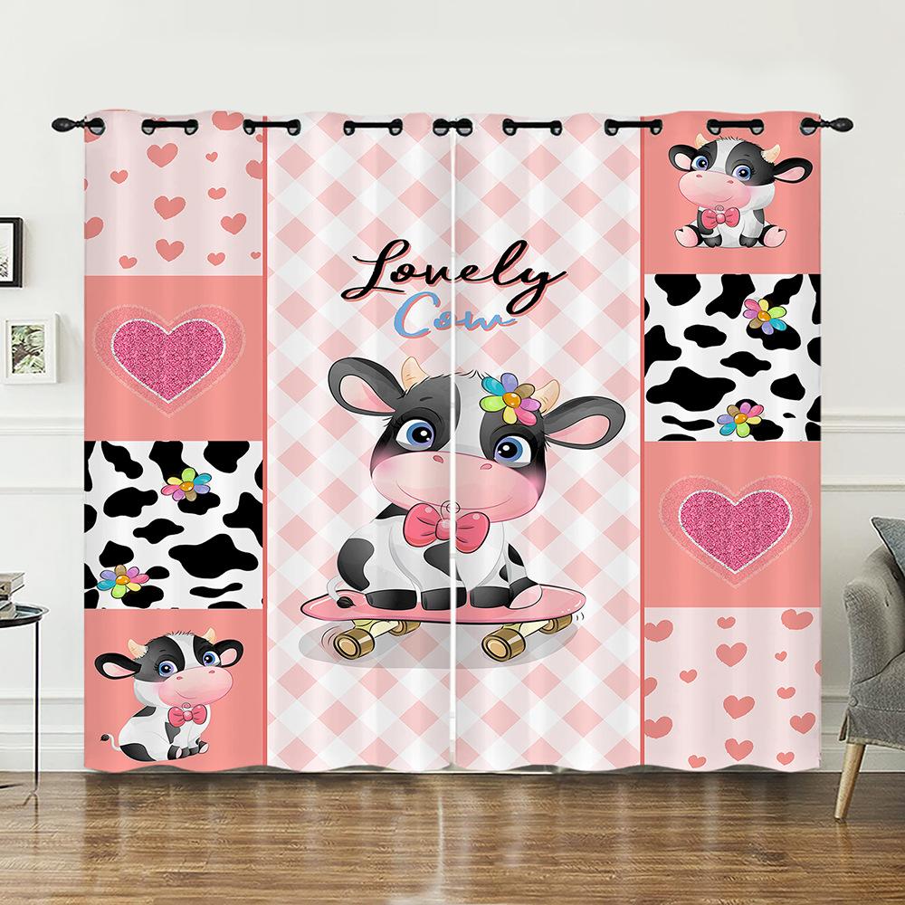 Curtain Cartoon Animal Plaid Blinds Digital Printing Blinding Curtains Punching
