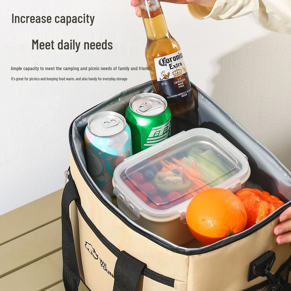 Oxford Cloth Insulated Picnic Bag - Large Capacity, Waterproof, Cold Preservation for Outdoor Camping