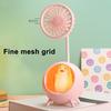 Desk Lamp Small Fan with Adjustable Bendable Pole Stable Base Quiet Motor Cartoon Chick Rabbit Design Dorm Room Fan Light