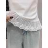 Women's White Lace Patchwork Short Sleeve T-shirt: Gentle and Slimming Spring Style
