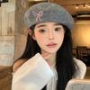 Chic Korean Inspired Bow Embroidery Wool Beret Hat For Women With Warmth Cozy