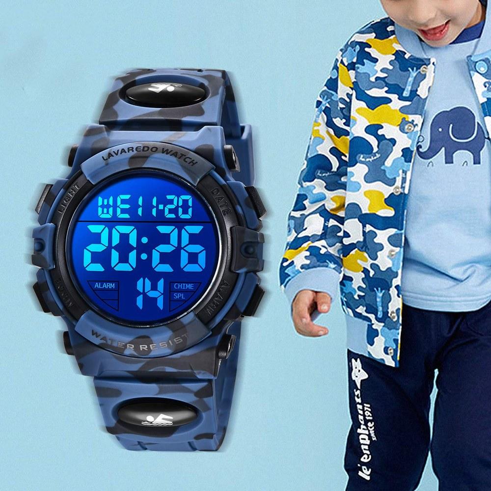 BEN NEVIS Kids Sporty Digital Watch Army Dark Blue Waterproof Outdoor LED Light Alarm Calendar Date Boys 6-15