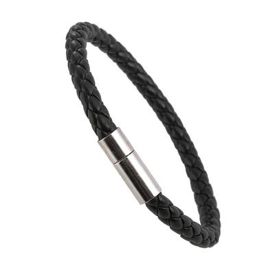 New Retro Men's PU Leather Rope Woven Bracelets With Simple Leather Stopper Buckle Bracelet  Jewelry