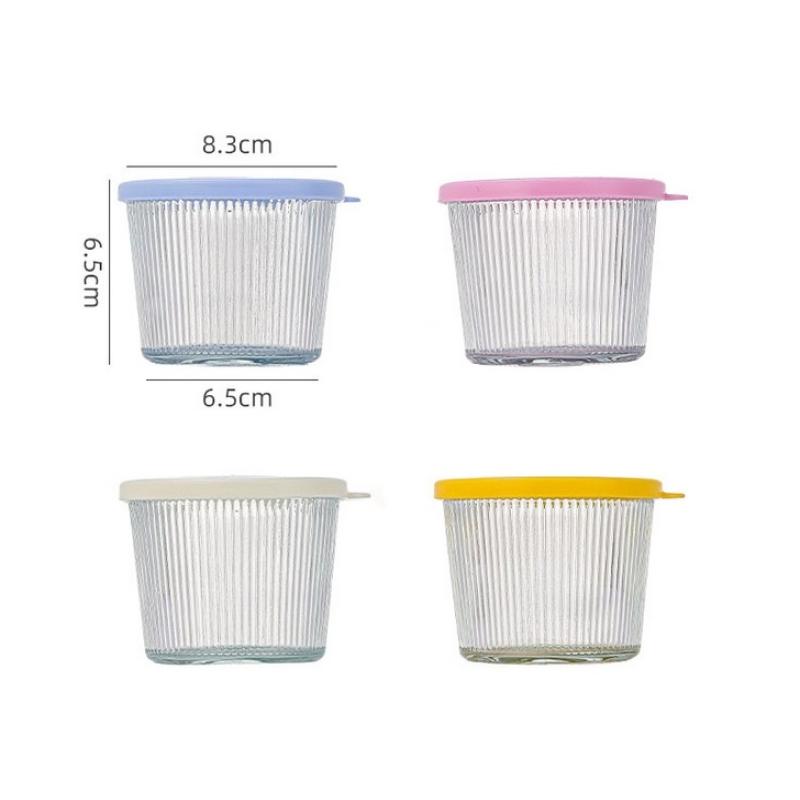 1/4Pcs 200Ml Glass Storage Jars Transparent Thicken Glass Storage Containers Multifunction Fresh-Keeping Mini Clear Jars Kitchen