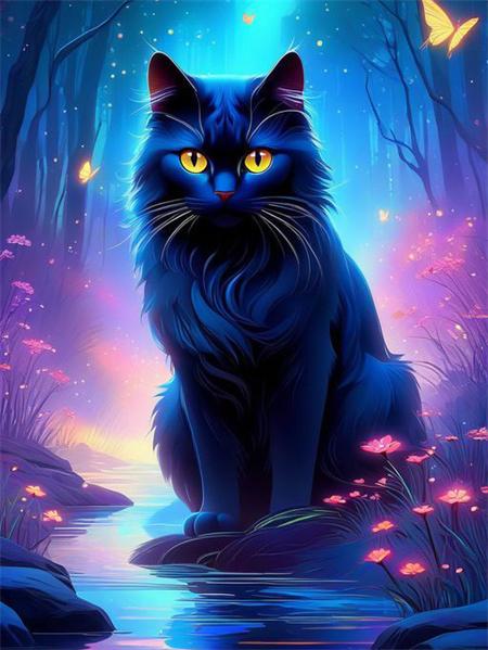 

Набор для алмазной живописи «Черный кот», полная квадратная круглая вышивка, мозаика, животное, фантазия, домашний декор Full Round 20x30CM