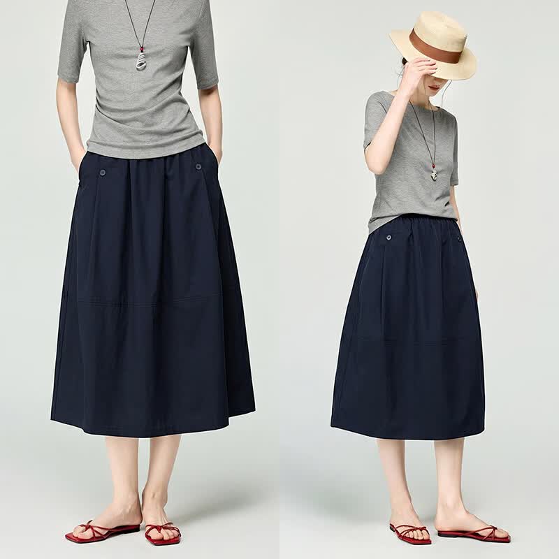 Women s High-Waist A-Line Midi Skirt L