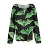 Women's Casual Fashion Long Sleeve Print Pleated Round Neck Shirt Casual Tops